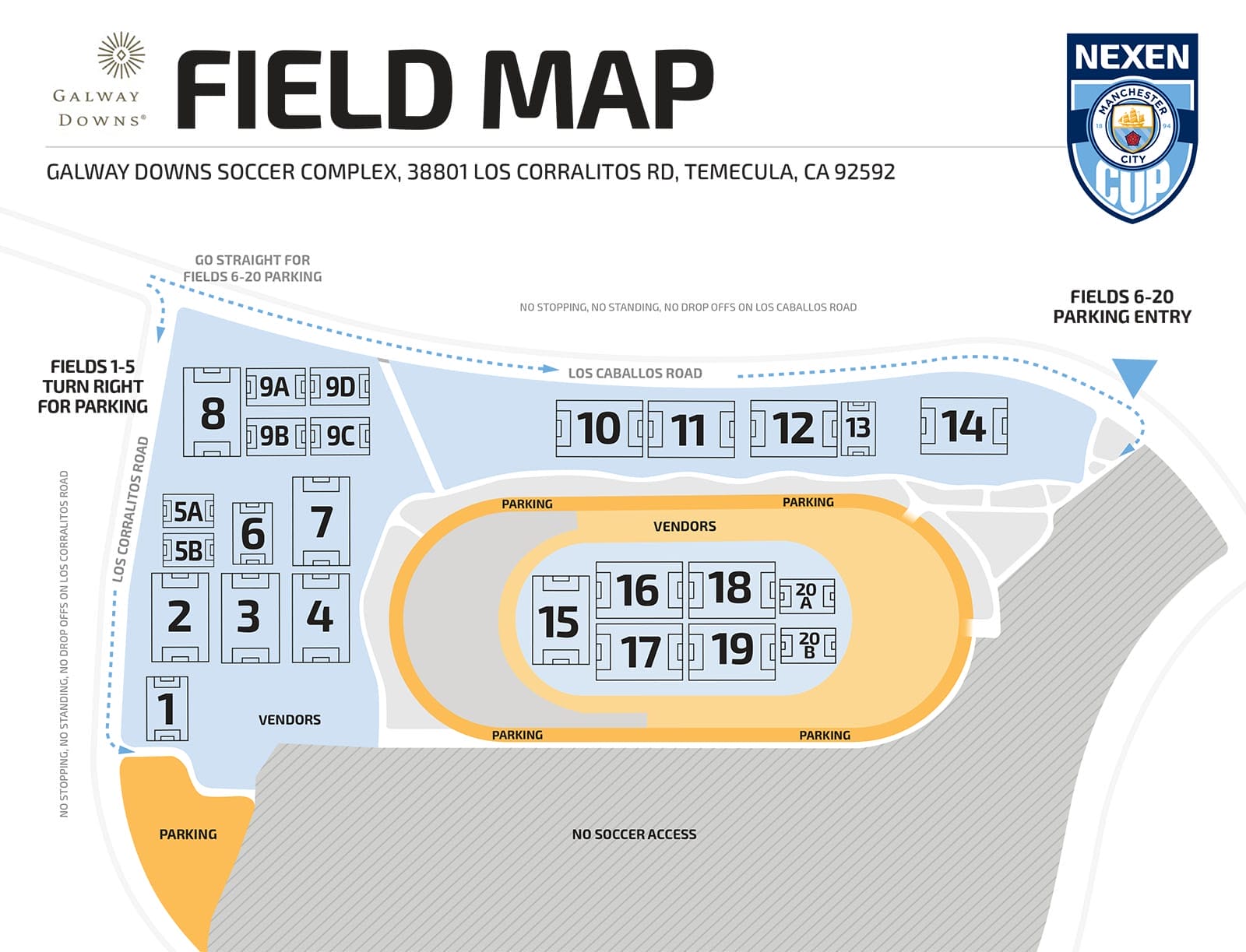 Galway Downs Complex Field Map - Manchester City Cup